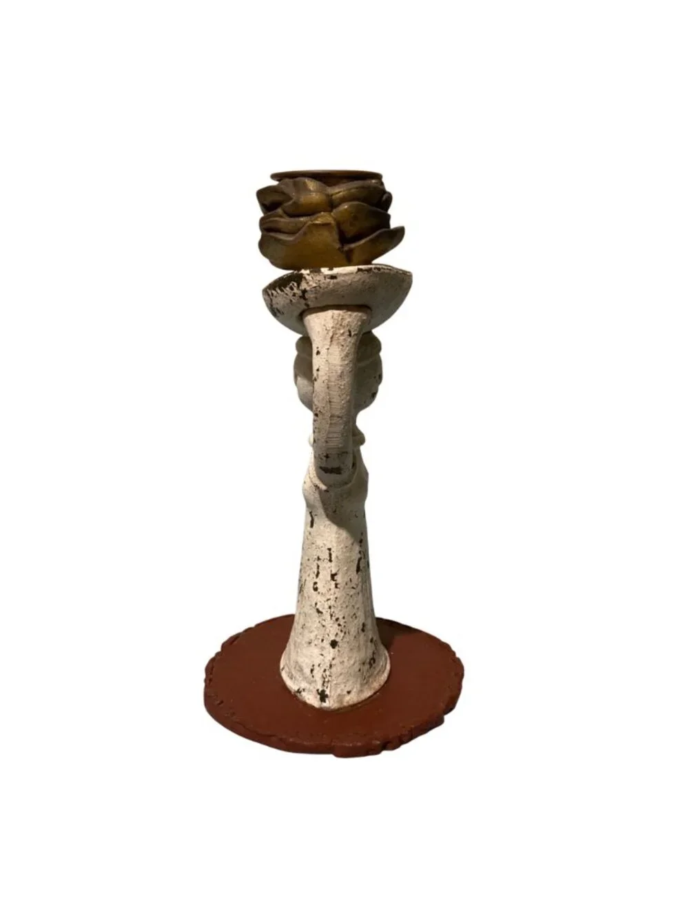 Old Chippy Rusty Cast Iron Scandinavian Style Candle Holder Girl With Basket
